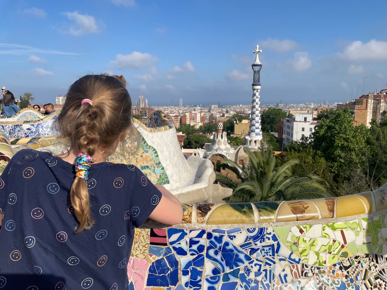 Beatrix looking out over Barcelona from Parc Güell